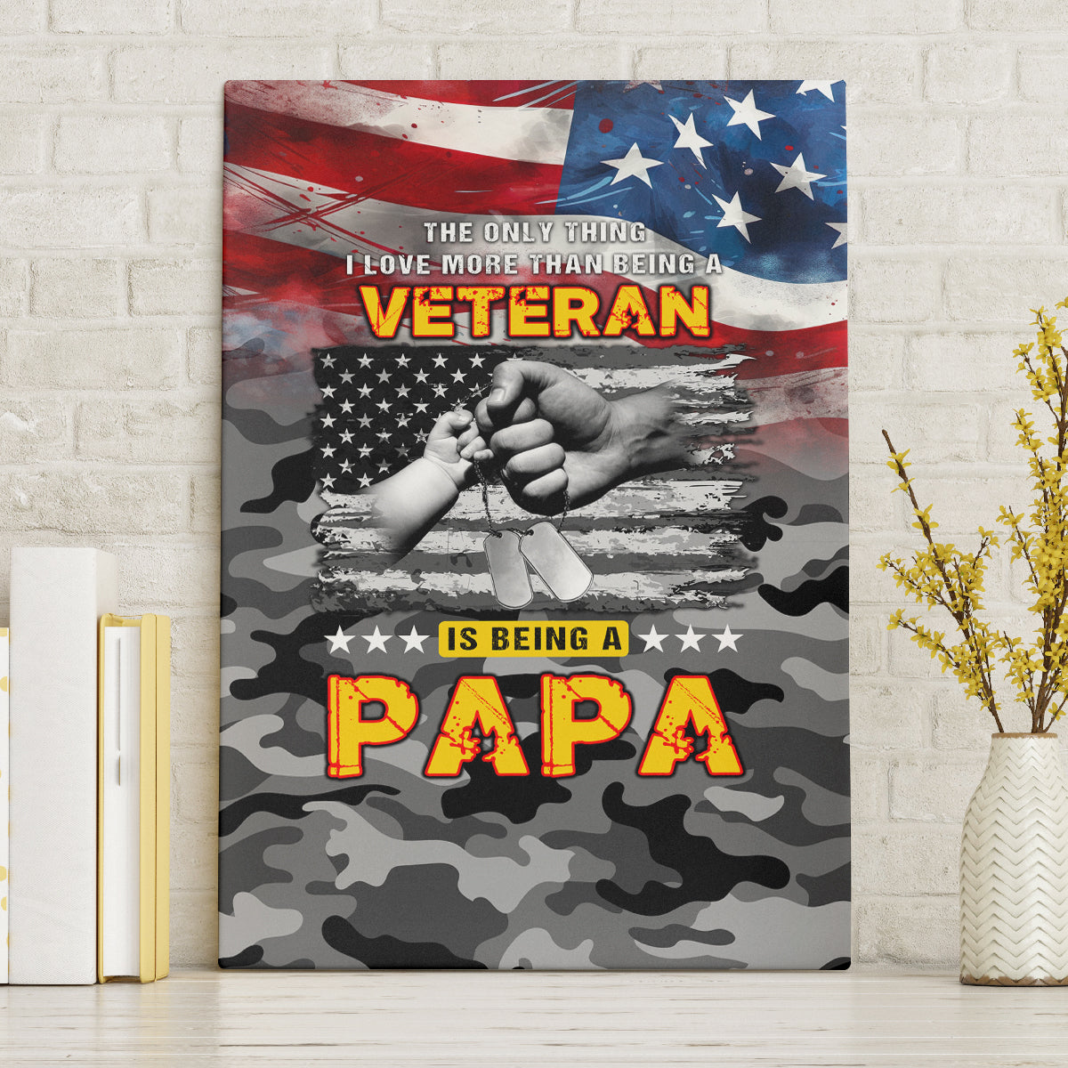 Father's Day Veteran Canvas Wall Art American Flag - Wonder Print Shop