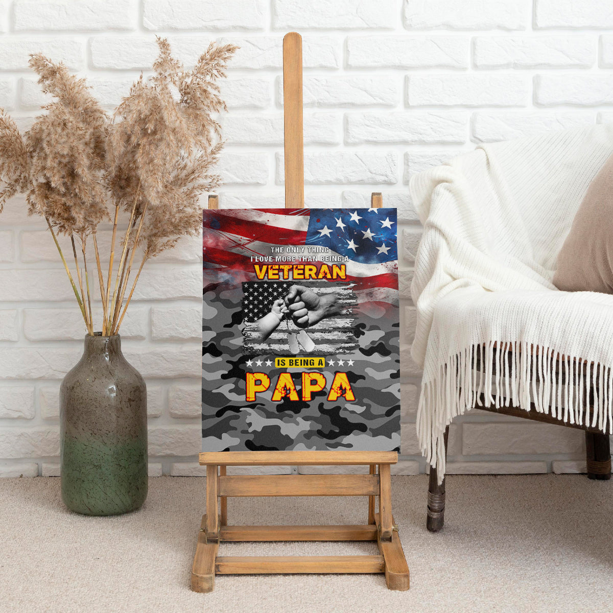 Father's Day Veteran Canvas Wall Art American Flag - Wonder Print Shop