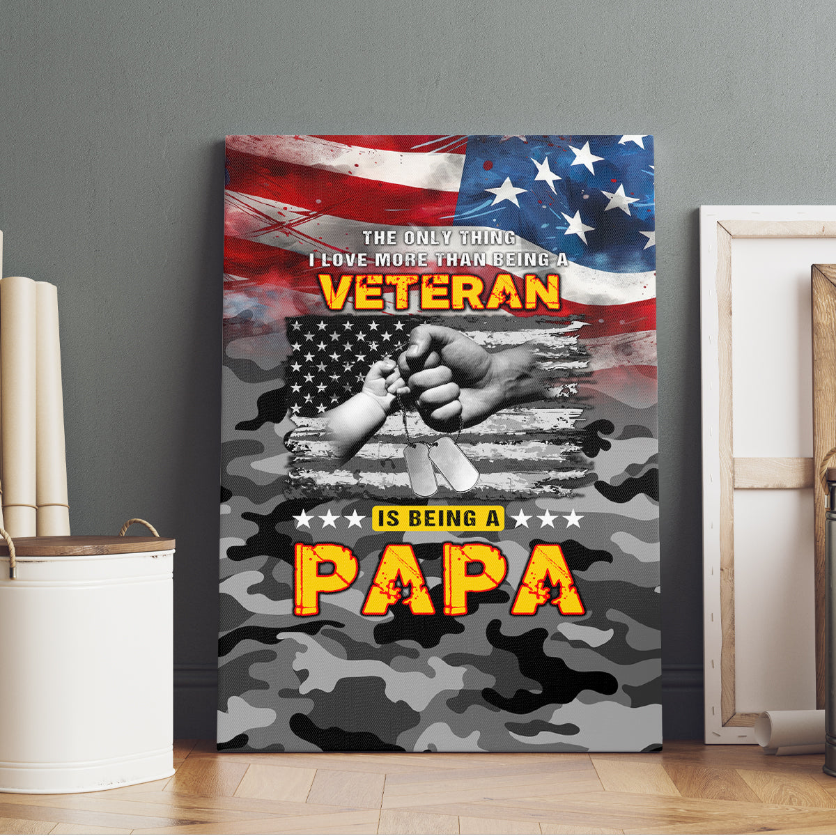 Father's Day Veteran Canvas Wall Art American Flag - Wonder Print Shop