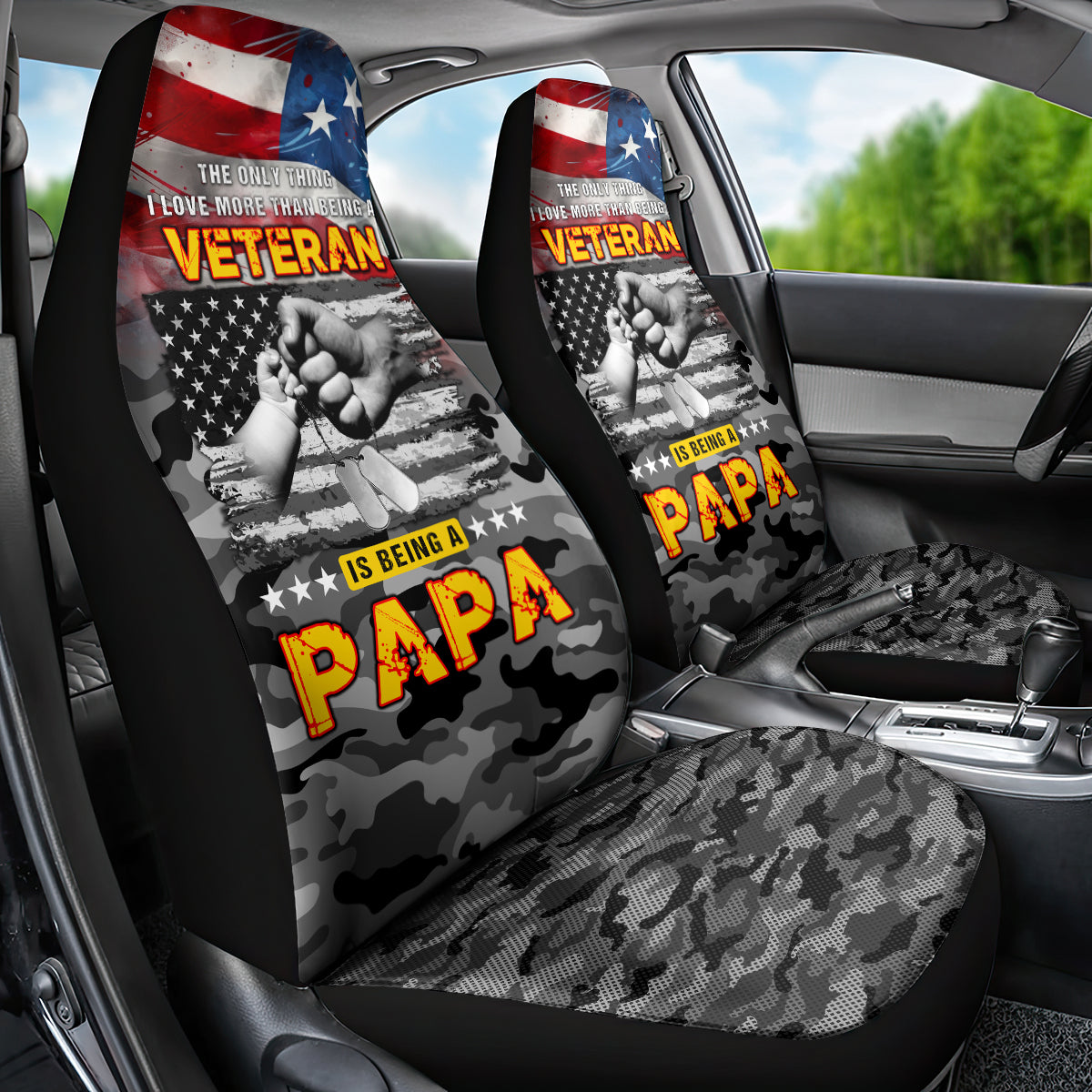 Father's Day Veteran Car Seat Cover American Flag - Wonder Print Shop