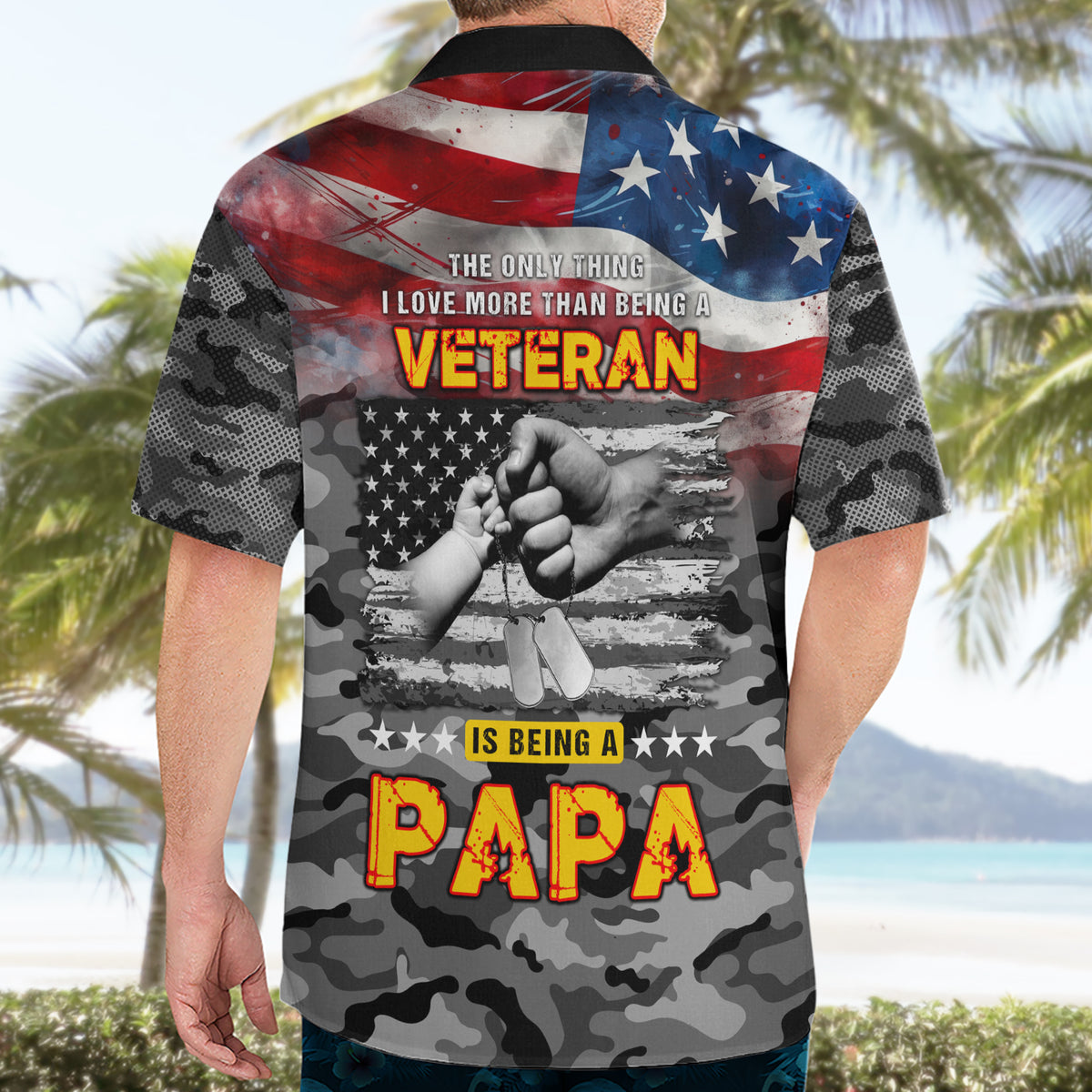 Father's Day Veteran Hawaiian Shirt American Flag - Wonder Print Shop
