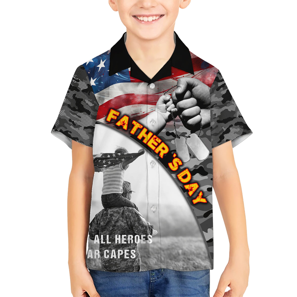 Father's Day Veteran Hawaiian Shirt American Flag - Wonder Print Shop