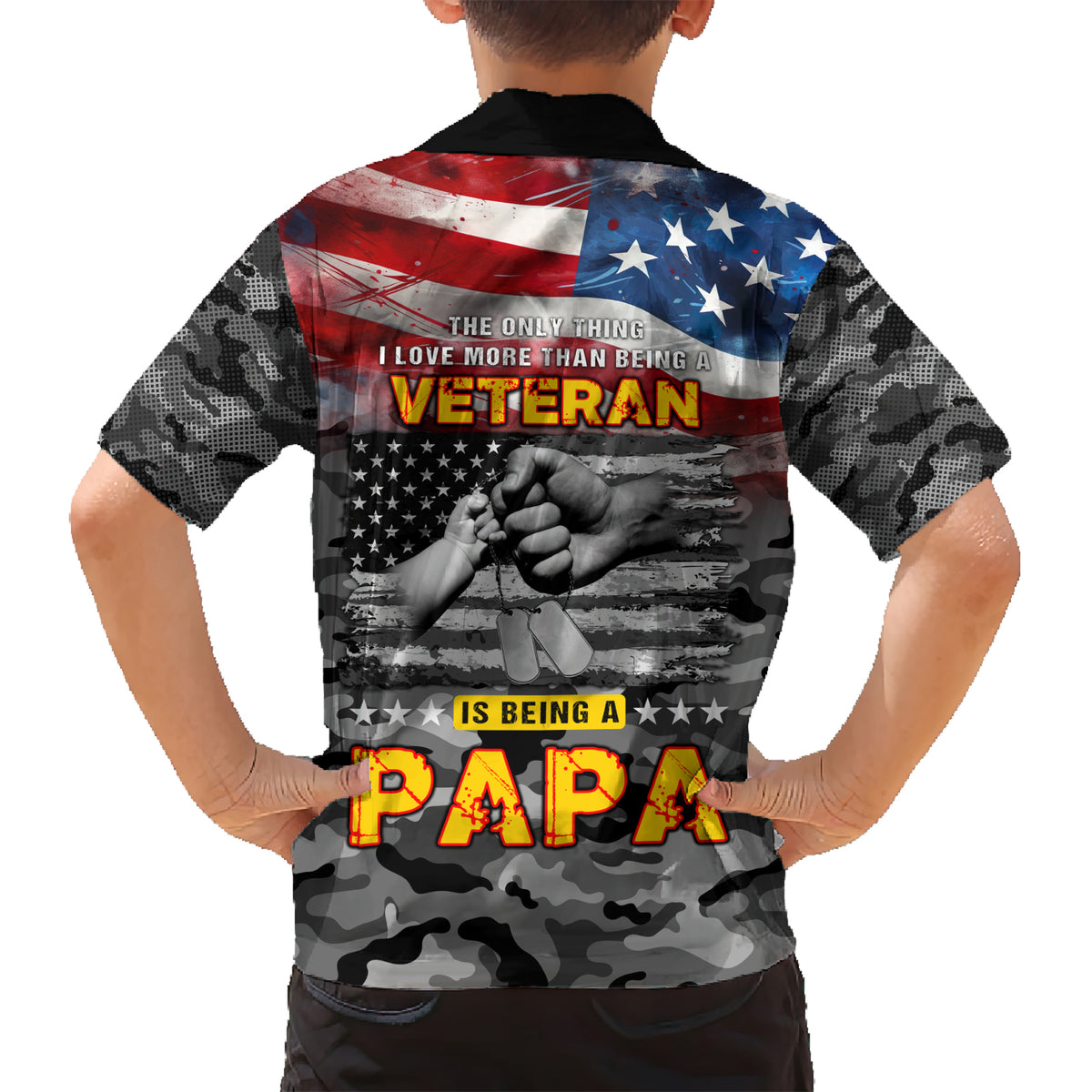 Father's Day Veteran Hawaiian Shirt American Flag - Wonder Print Shop