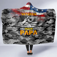 Father's Day Veteran Hooded Blanket American Flag