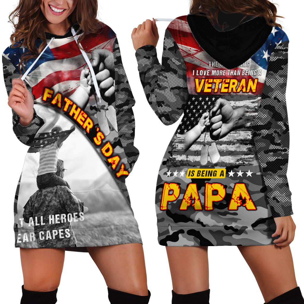Father's Day Veteran Hoodie Dress American Flag - Wonder Print Shop