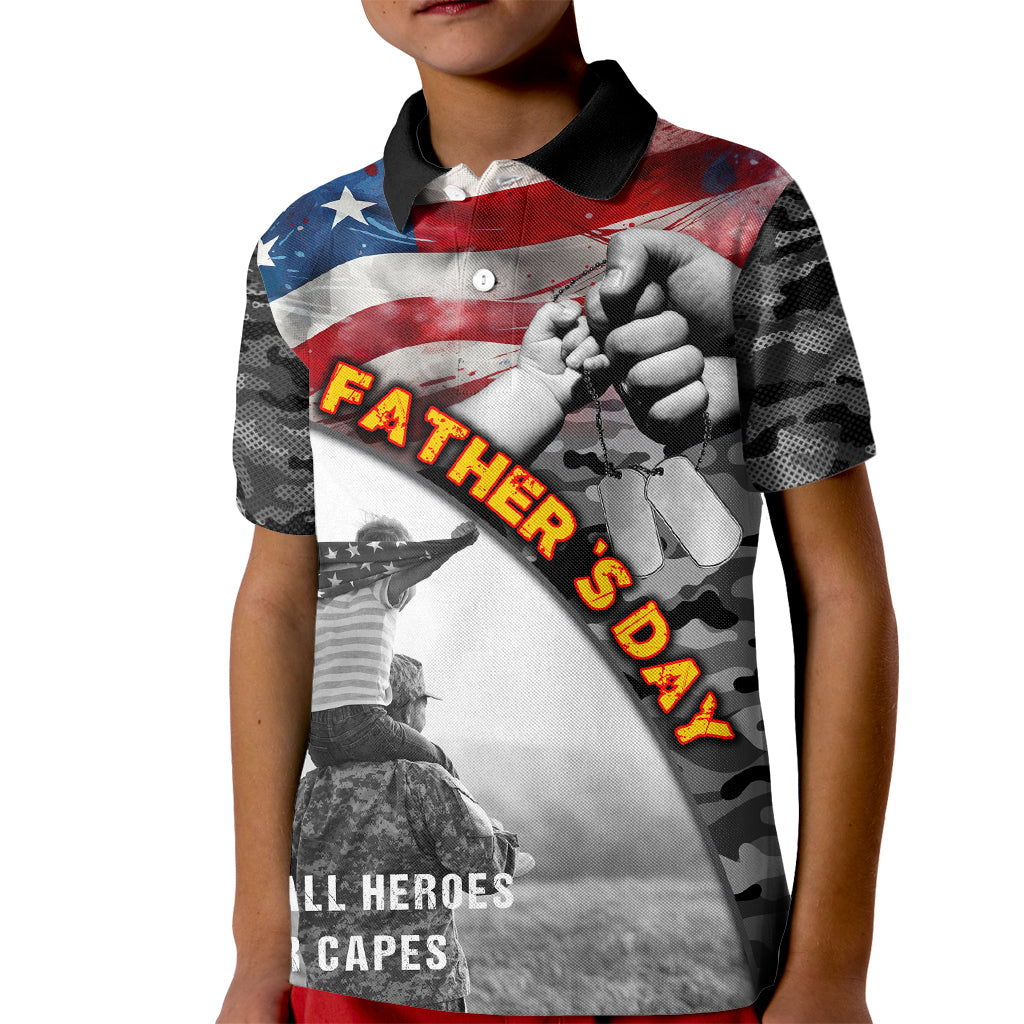 Father's Day Veteran Kid Polo Shirt American Flag - Wonder Print Shop