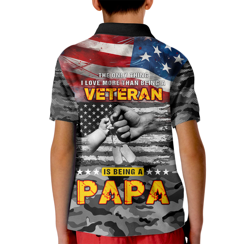 Father's Day Veteran Kid Polo Shirt American Flag - Wonder Print Shop