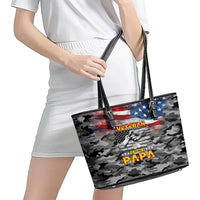 Father's Day Veteran Leather Tote Bag American Flag - Wonder Print Shop