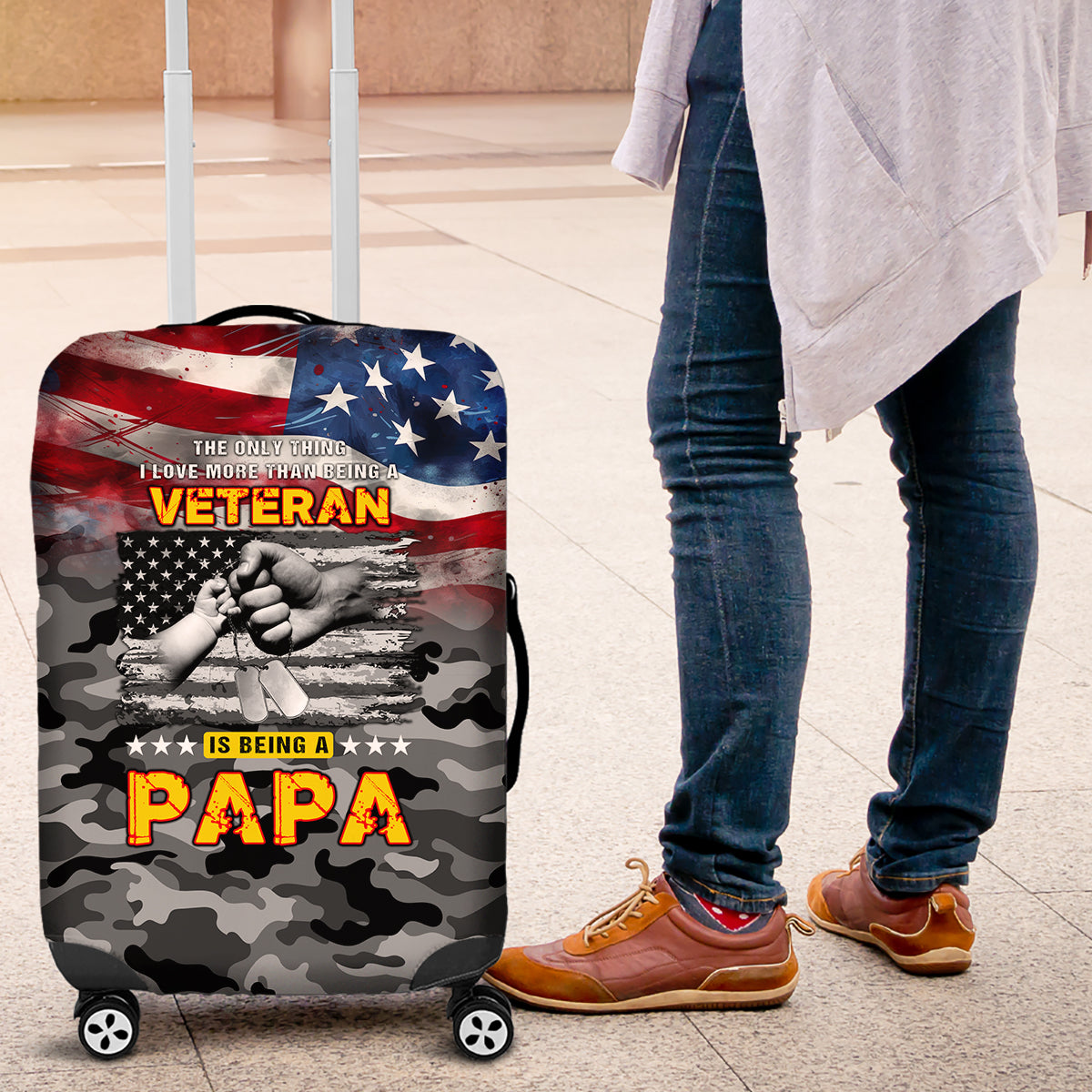 Father's Day Veteran Luggage Cover American Flag - Wonder Print Shop