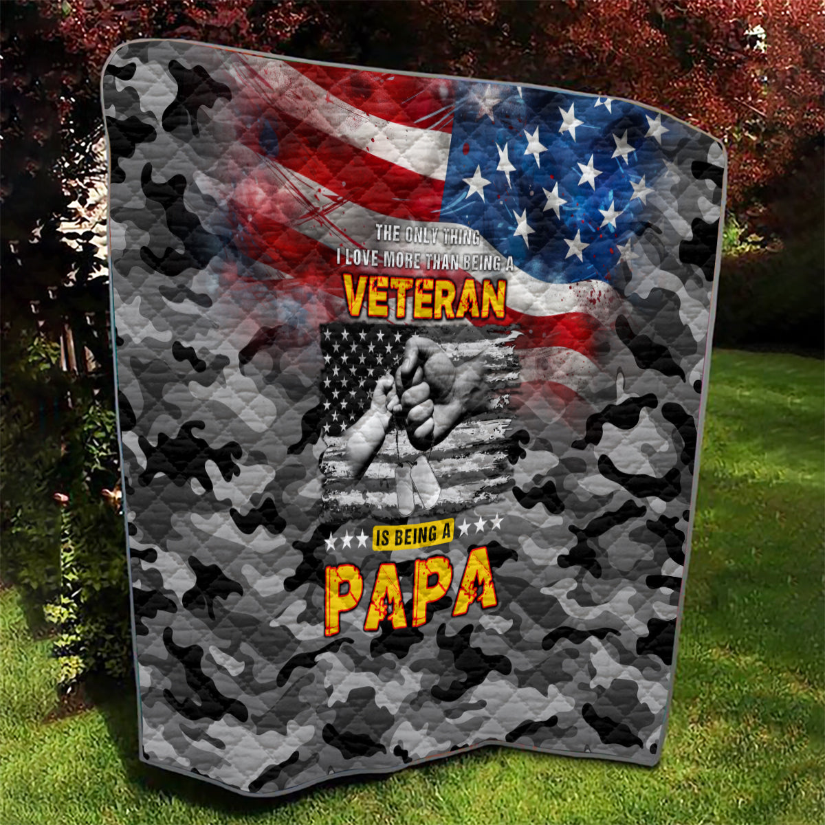 Father's Day Veteran Quilt American Flag - Wonder Print Shop