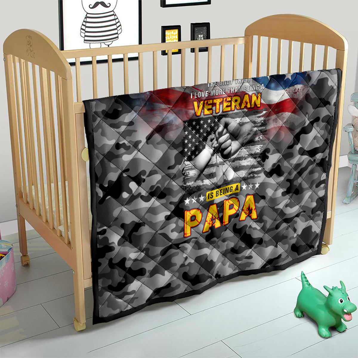 Father's Day Veteran Quilt American Flag - Wonder Print Shop