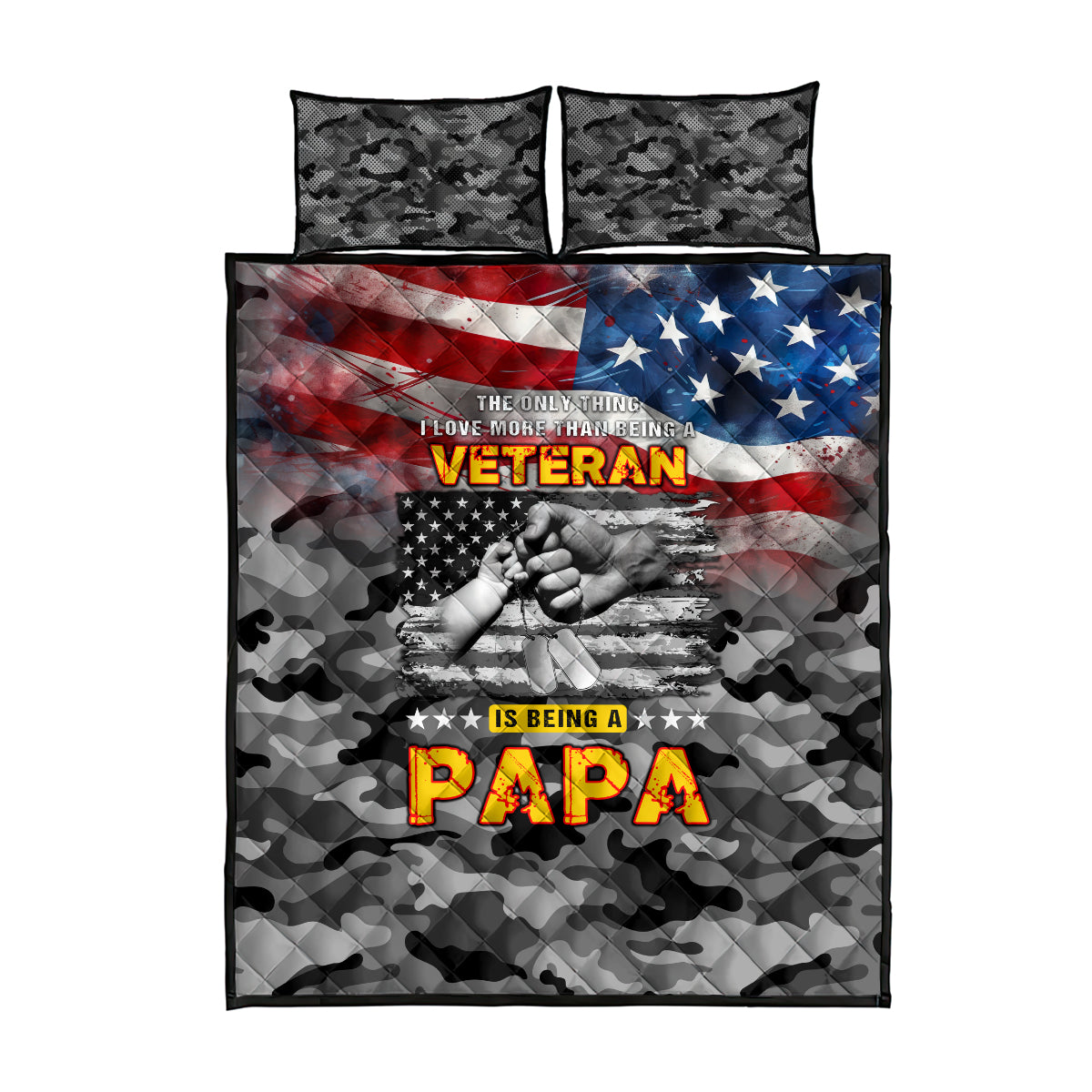 Father's Day Veteran Quilt Bed Set American Flag - Wonder Print Shop