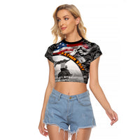 Father's Day Veteran Raglan Cropped T Shirt American Flag - Wonder Print Shop