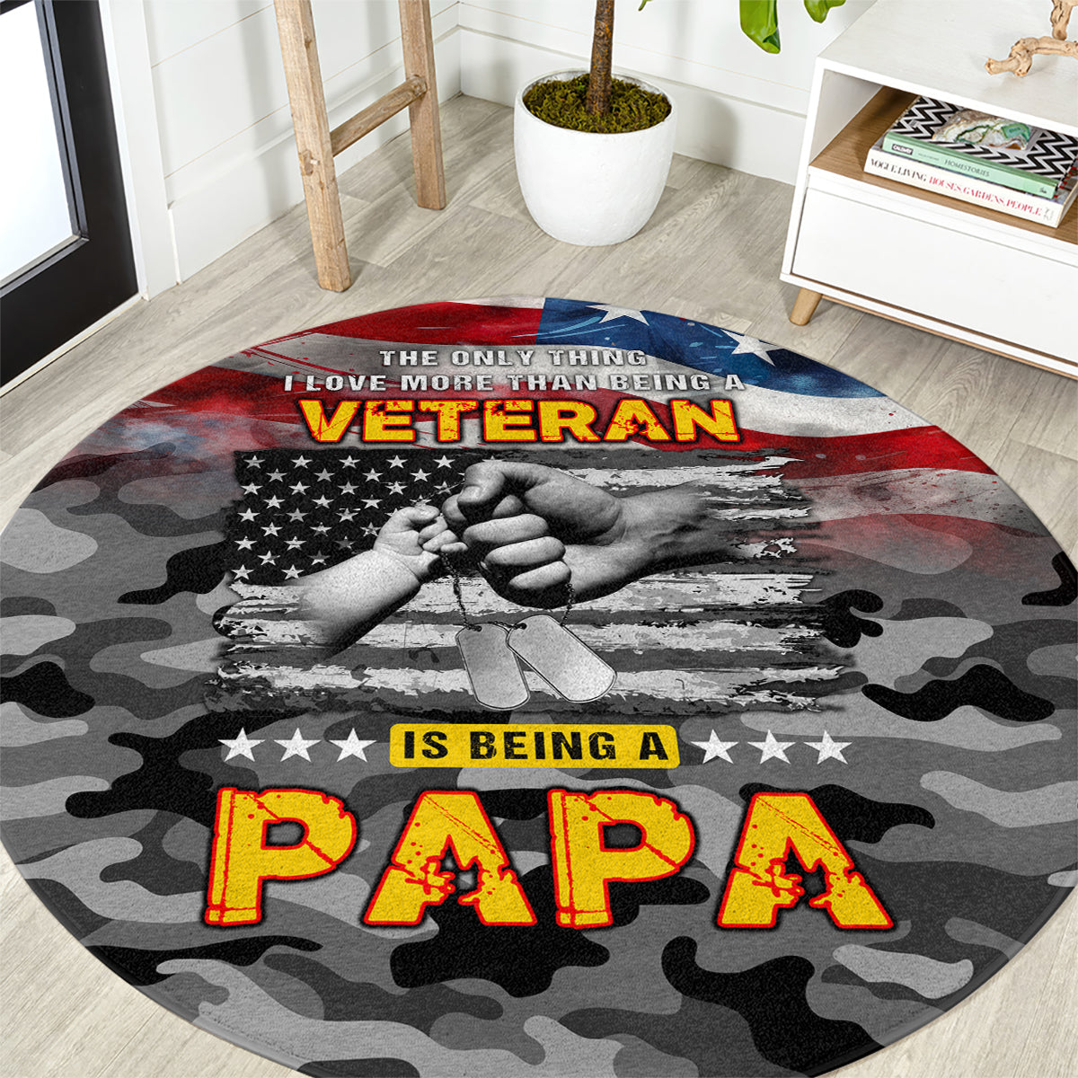 Father's Day Veteran Round Carpet American Flag