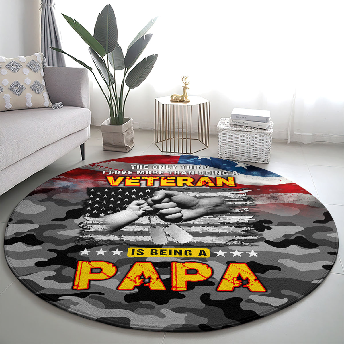 Father's Day Veteran Round Carpet American Flag
