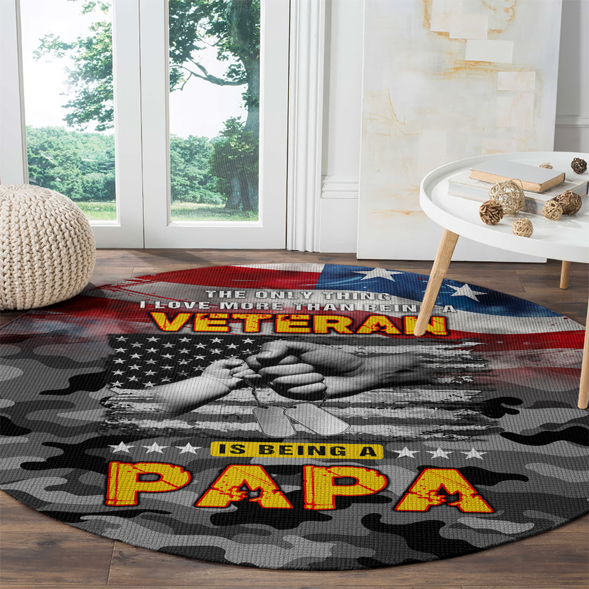 Father's Day Veteran Round Carpet American Flag