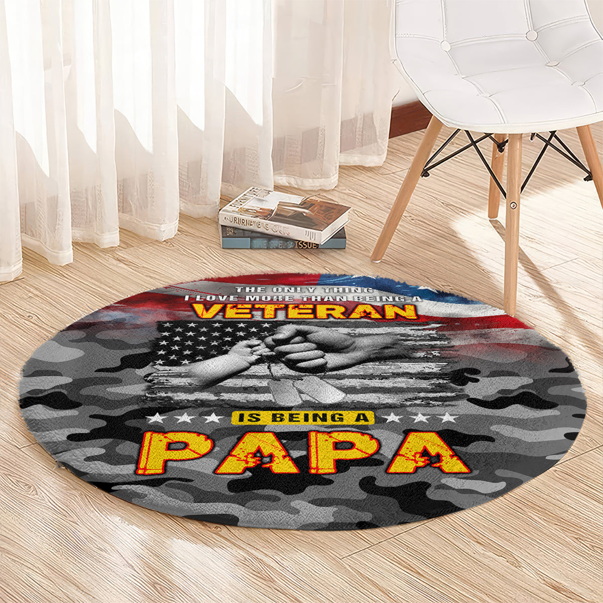 Father's Day Veteran Round Carpet American Flag