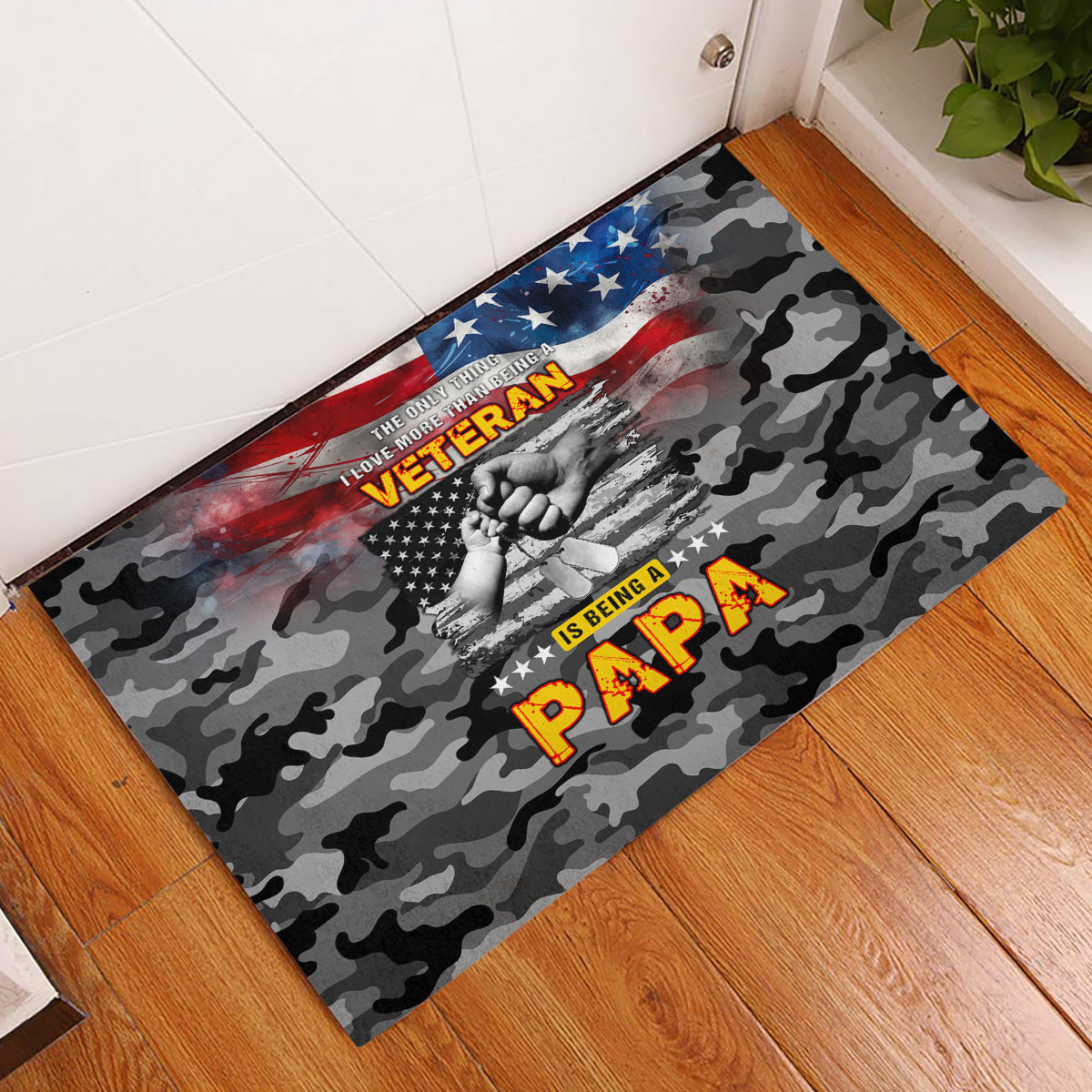 Father's Day Veteran Rubber Doormat American Flag - Wonder Print Shop