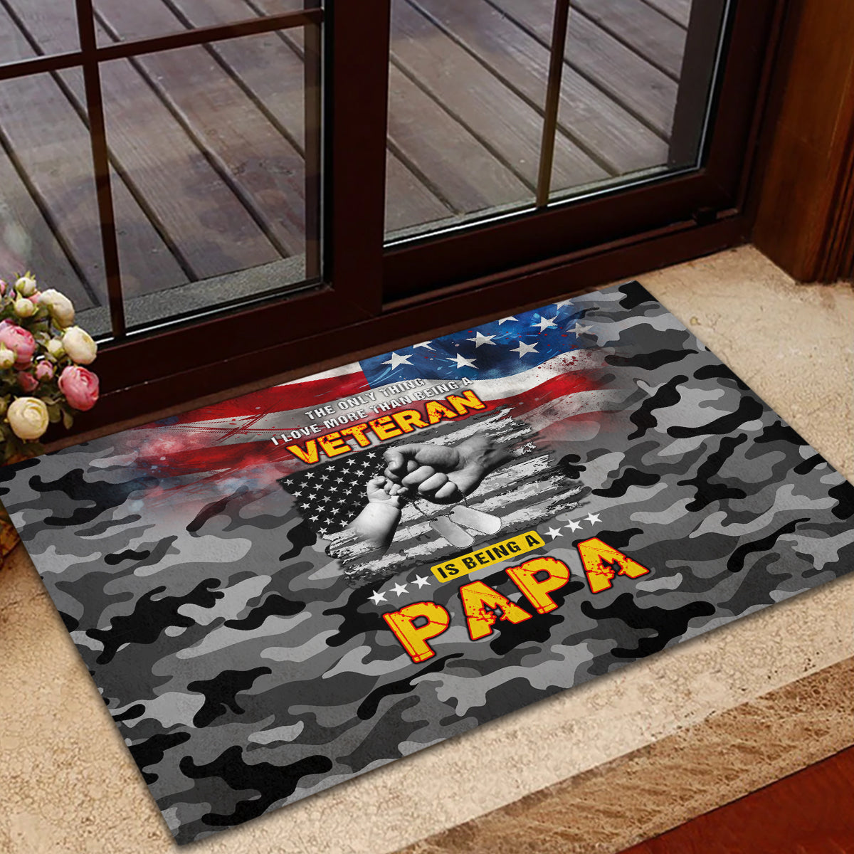 Father's Day Veteran Rubber Doormat American Flag - Wonder Print Shop