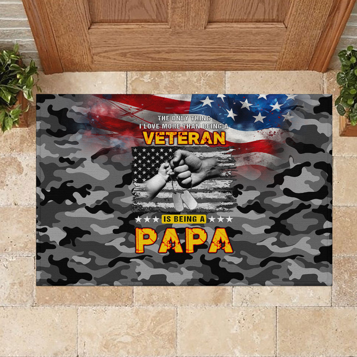 Father's Day Veteran Rubber Doormat American Flag - Wonder Print Shop