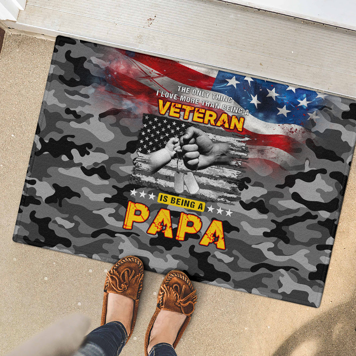 Father's Day Veteran Rubber Doormat American Flag - Wonder Print Shop