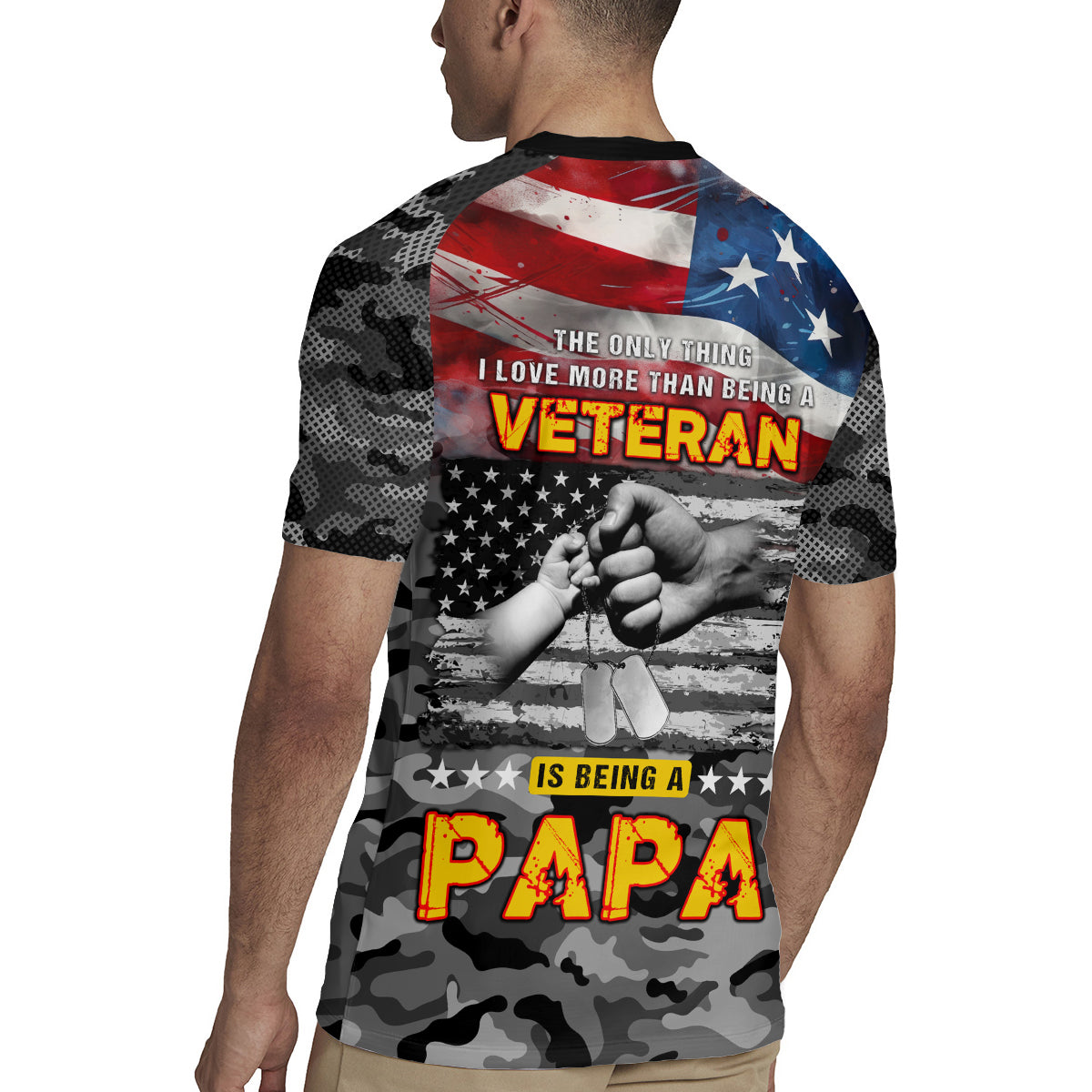Father's Day Veteran Rugby Jersey American Flag - Wonder Print Shop