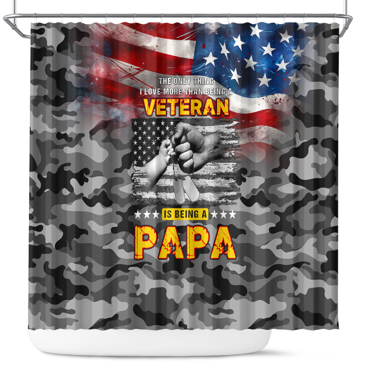 Father's Day Veteran Shower Curtain American Flag
