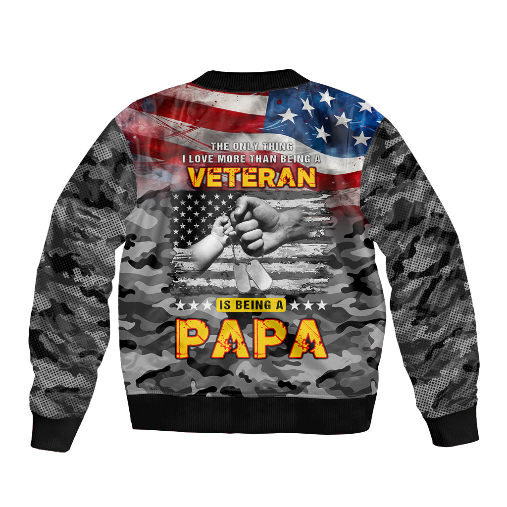 Father's Day Veteran Sleeve Zip Bomber Jacket American Flag - Wonder Print Shop