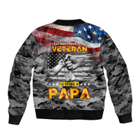 Father's Day Veteran Sleeve Zip Bomber Jacket American Flag - Wonder Print Shop