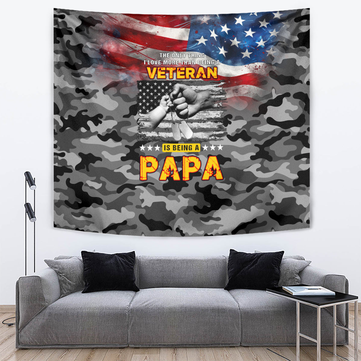 Father's Day Veteran Tapestry American Flag - Wonder Print Shop
