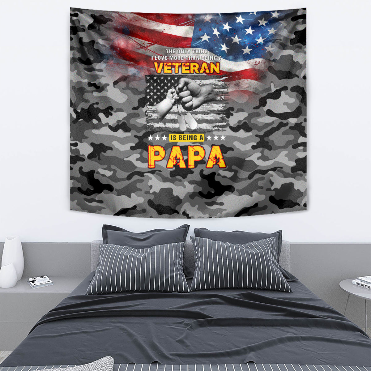 Father's Day Veteran Tapestry American Flag - Wonder Print Shop