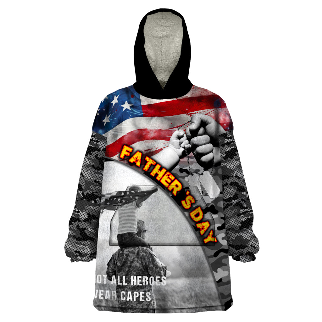 Father's Day Veteran Wearable Blanket Hoodie American Flag - Wonder Print Shop