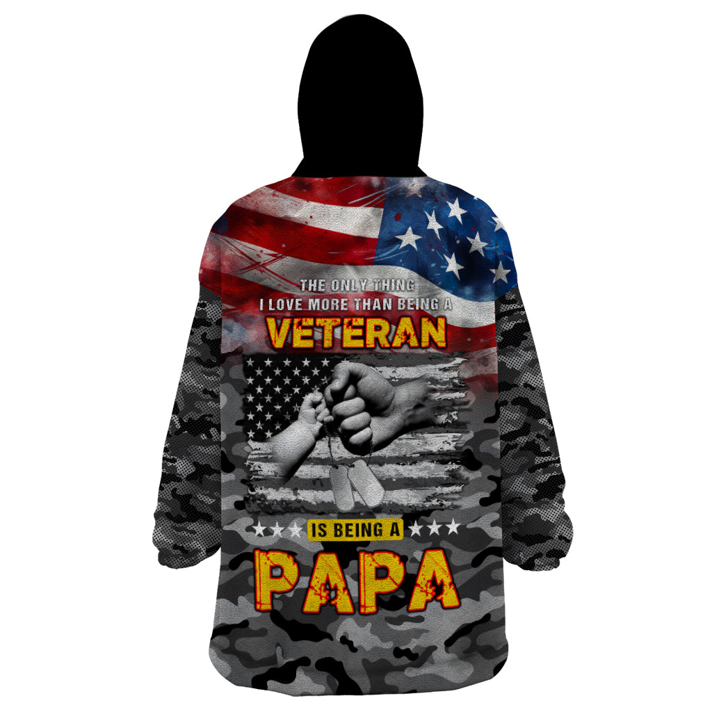 Father's Day Veteran Wearable Blanket Hoodie American Flag - Wonder Print Shop