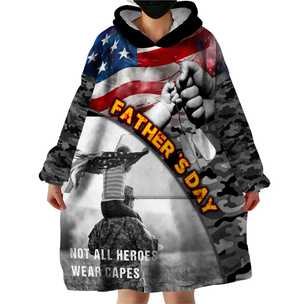 Father's Day Veteran Wearable Blanket Hoodie American Flag - Wonder Print Shop