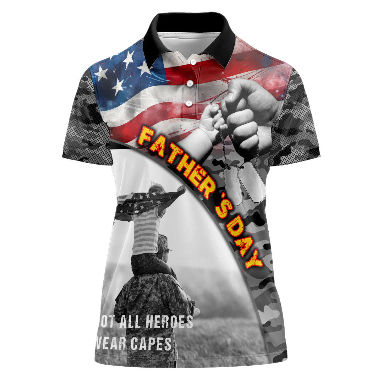 Father's Day Veteran Women Polo Shirt American Flag - Wonder Print Shop