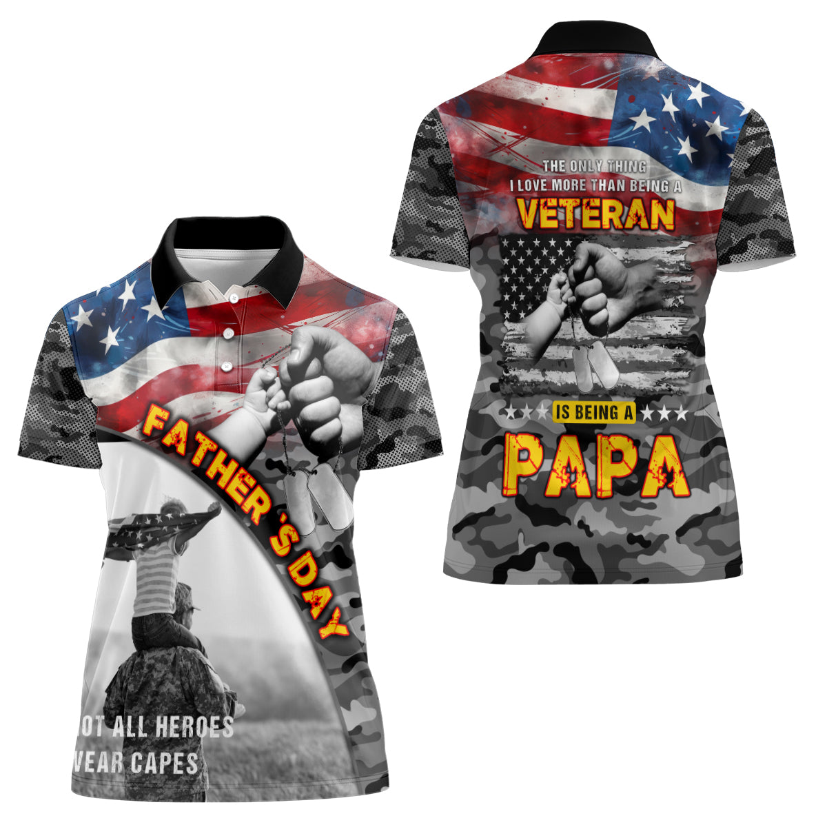 Father's Day Veteran Women Polo Shirt American Flag - Wonder Print Shop