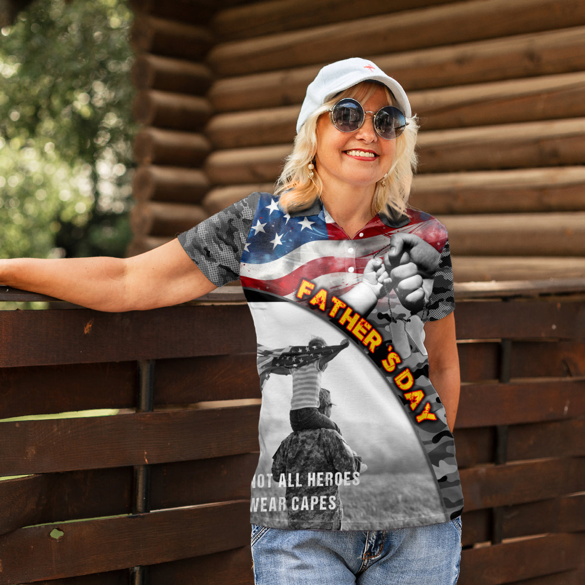 Father's Day Veteran Women Polo Shirt American Flag - Wonder Print Shop