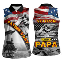 Father's Day Veteran Women Sleeveless Polo Shirt American Flag - Wonder Print Shop