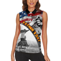 Father's Day Veteran Women Sleeveless Polo Shirt American Flag - Wonder Print Shop