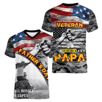 Father's Day Veteran Women V-Neck T-Shirt American Flag - Wonder Print Shop