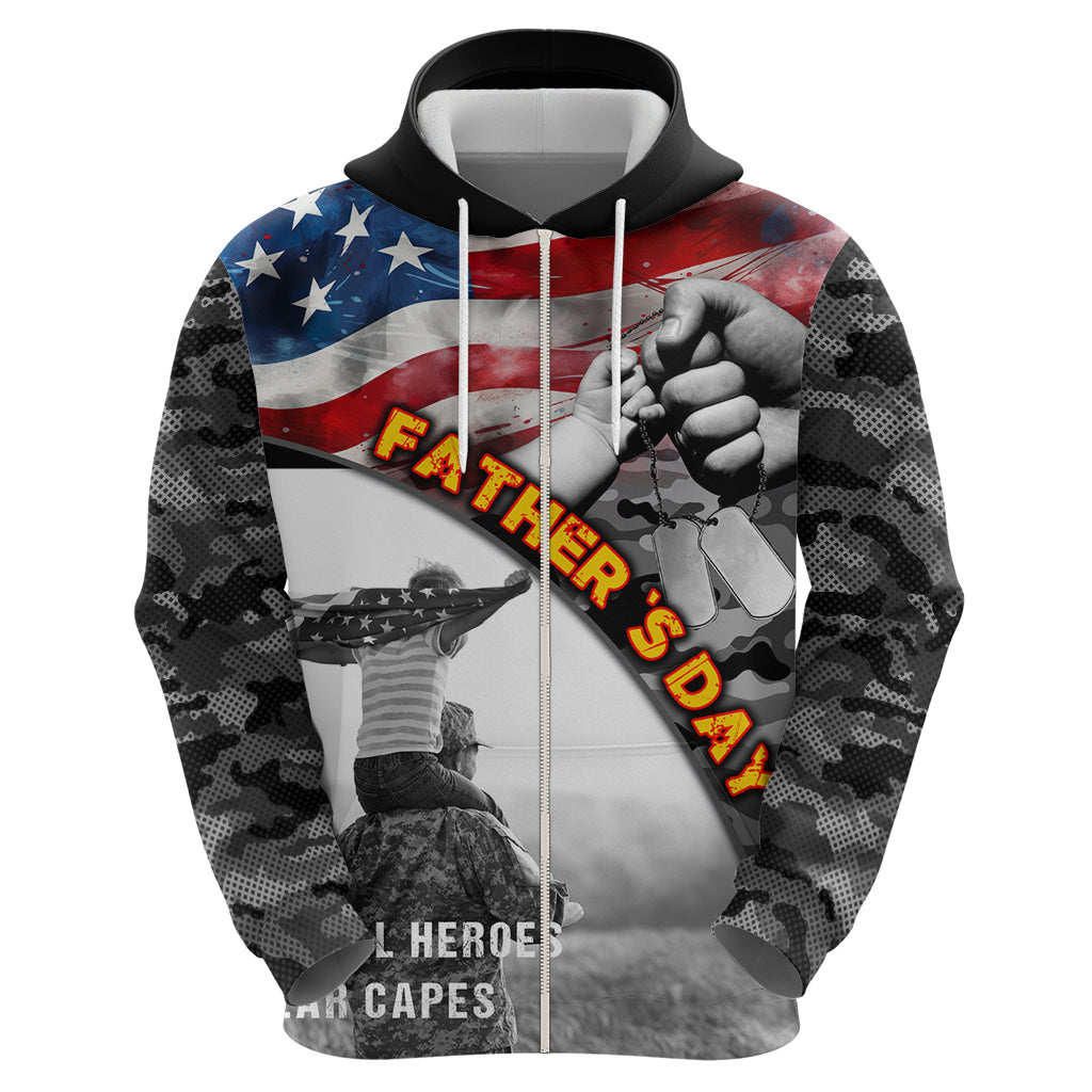 Father's Day Veteran Zip Hoodie American Flag - Wonder Print Shop