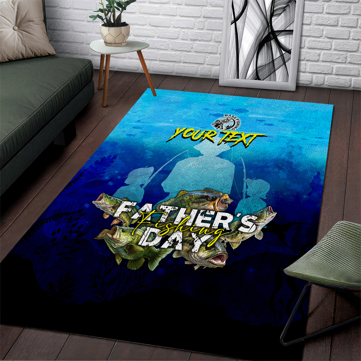 Personalized Father's Day Bass Fishing Area Rug Son and Daughter - Wonder Print Shop