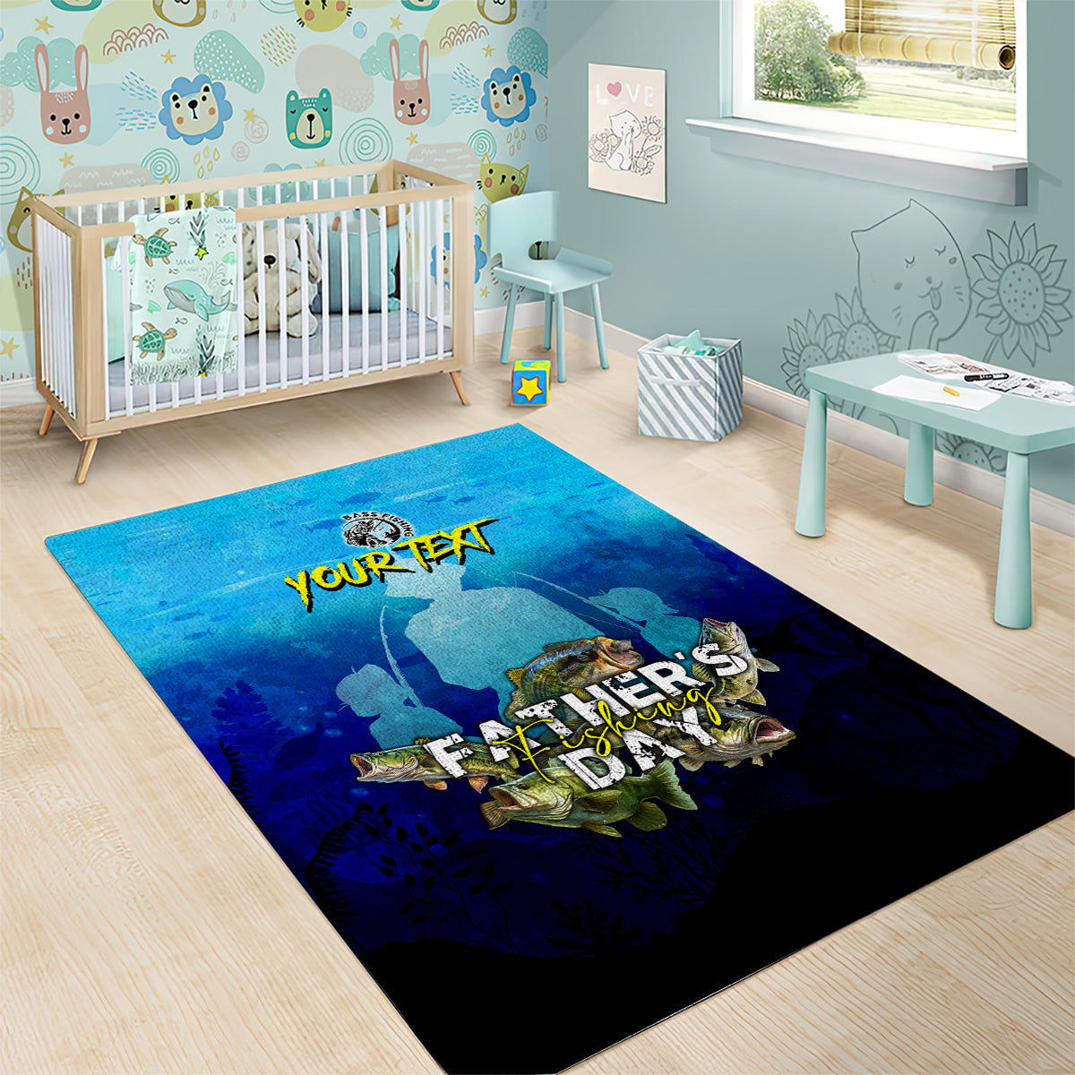 Personalized Father's Day Bass Fishing Area Rug Son and Daughter - Wonder Print Shop