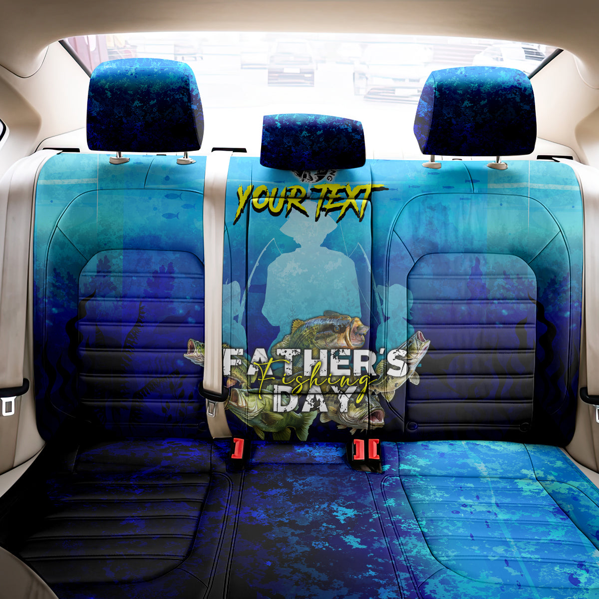 Personalized Father's Day Bass Fishing Back Car Seat Cover Son and Daughter - Wonder Print Shop