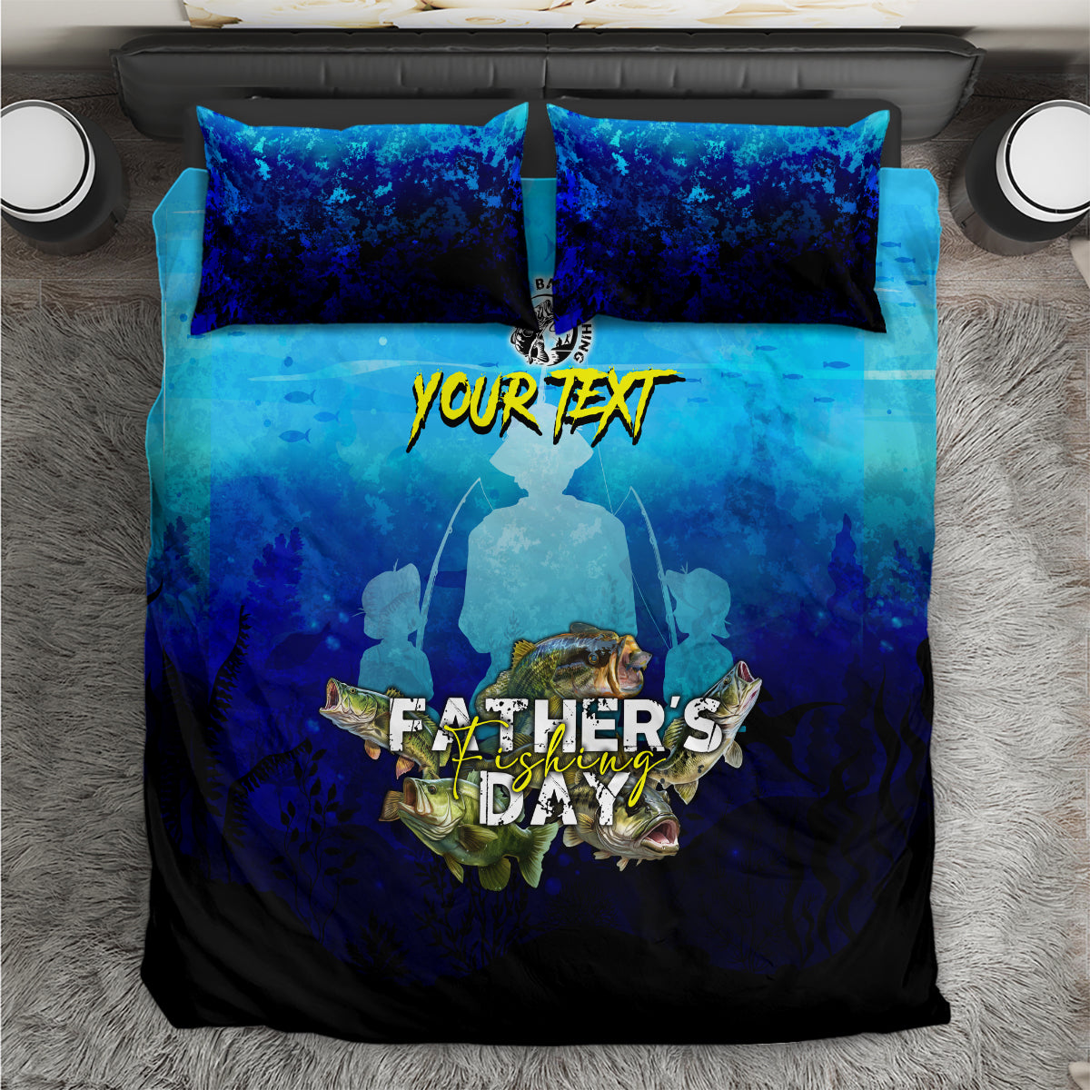 Personalized Father's Day Bass Fishing Bedding Set Son and Daughter - Wonder Print Shop