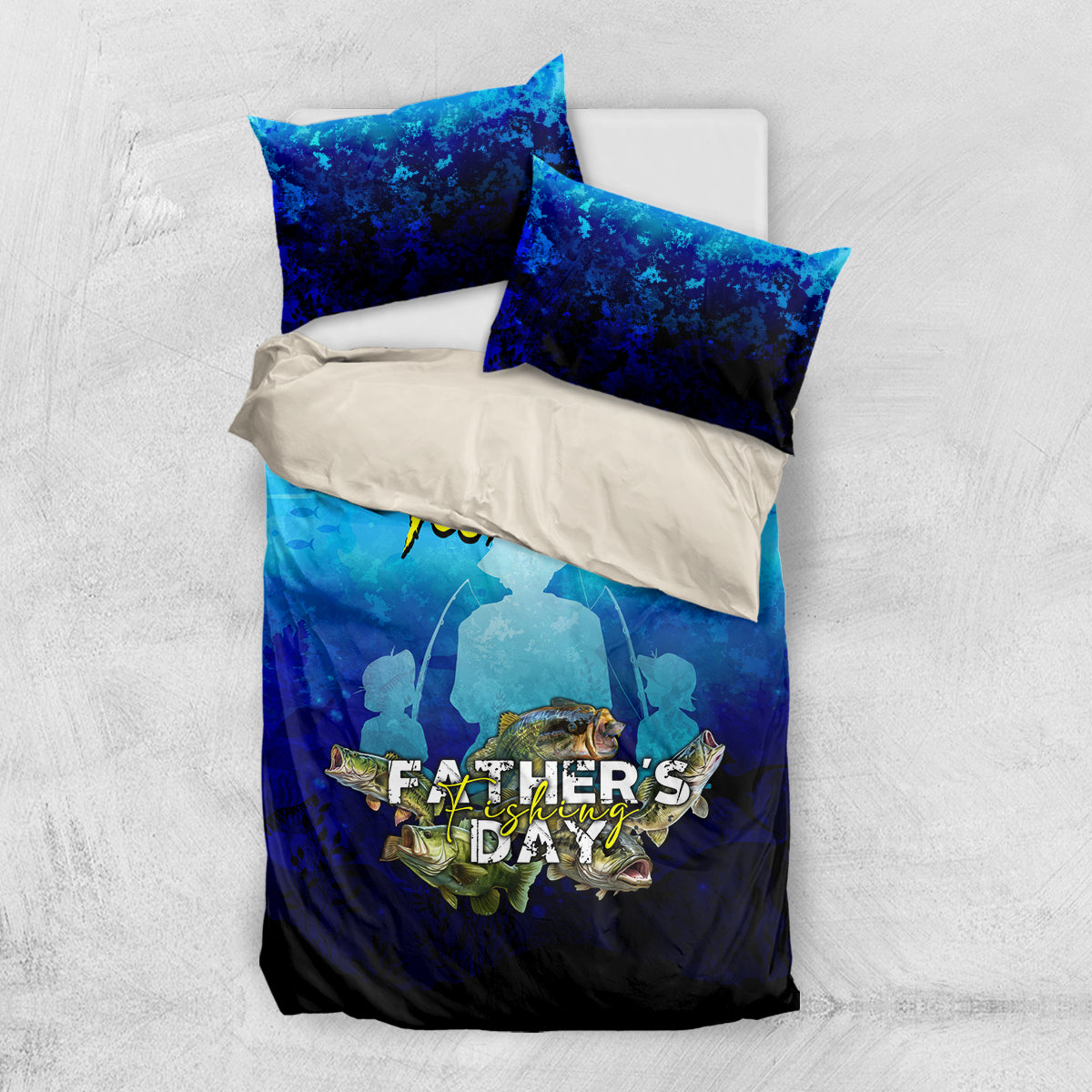 Personalized Father's Day Bass Fishing Bedding Set Son and Daughter - Wonder Print Shop