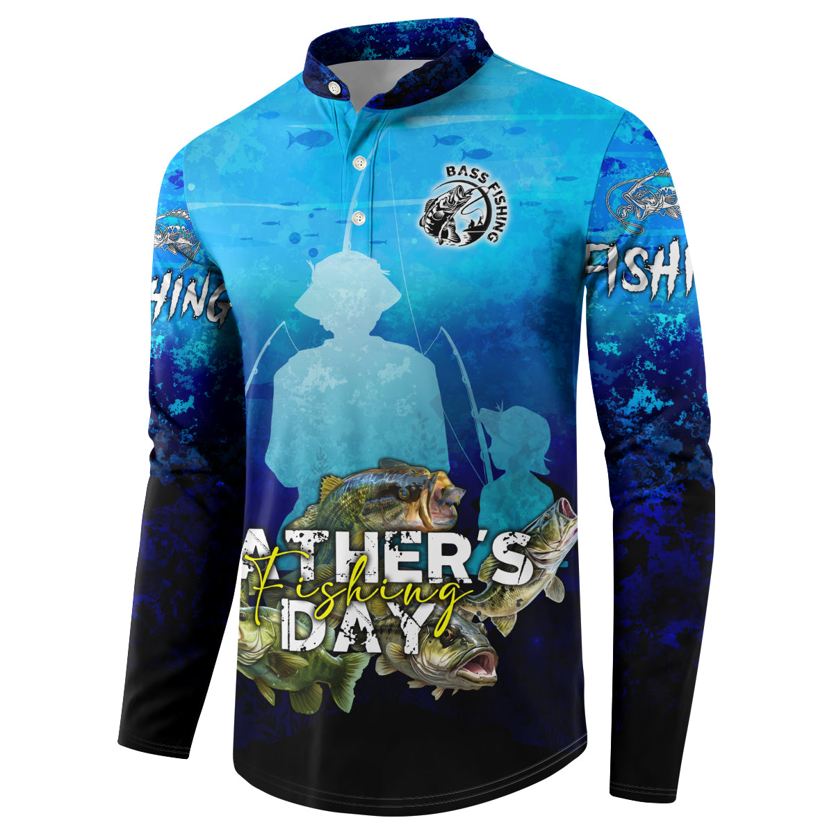 Personalized Father's Day Bass Fishing Button Sweatshirt Son and Daughter - Wonder Print Shop