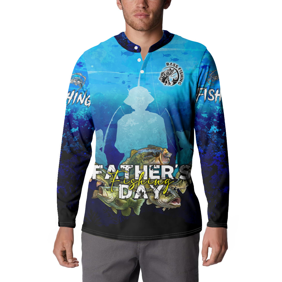 Personalized Father's Day Bass Fishing Button Sweatshirt Son and Daughter - Wonder Print Shop