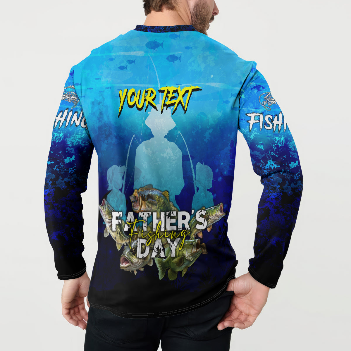 Personalized Father's Day Bass Fishing Button Sweatshirt Son and Daughter - Wonder Print Shop