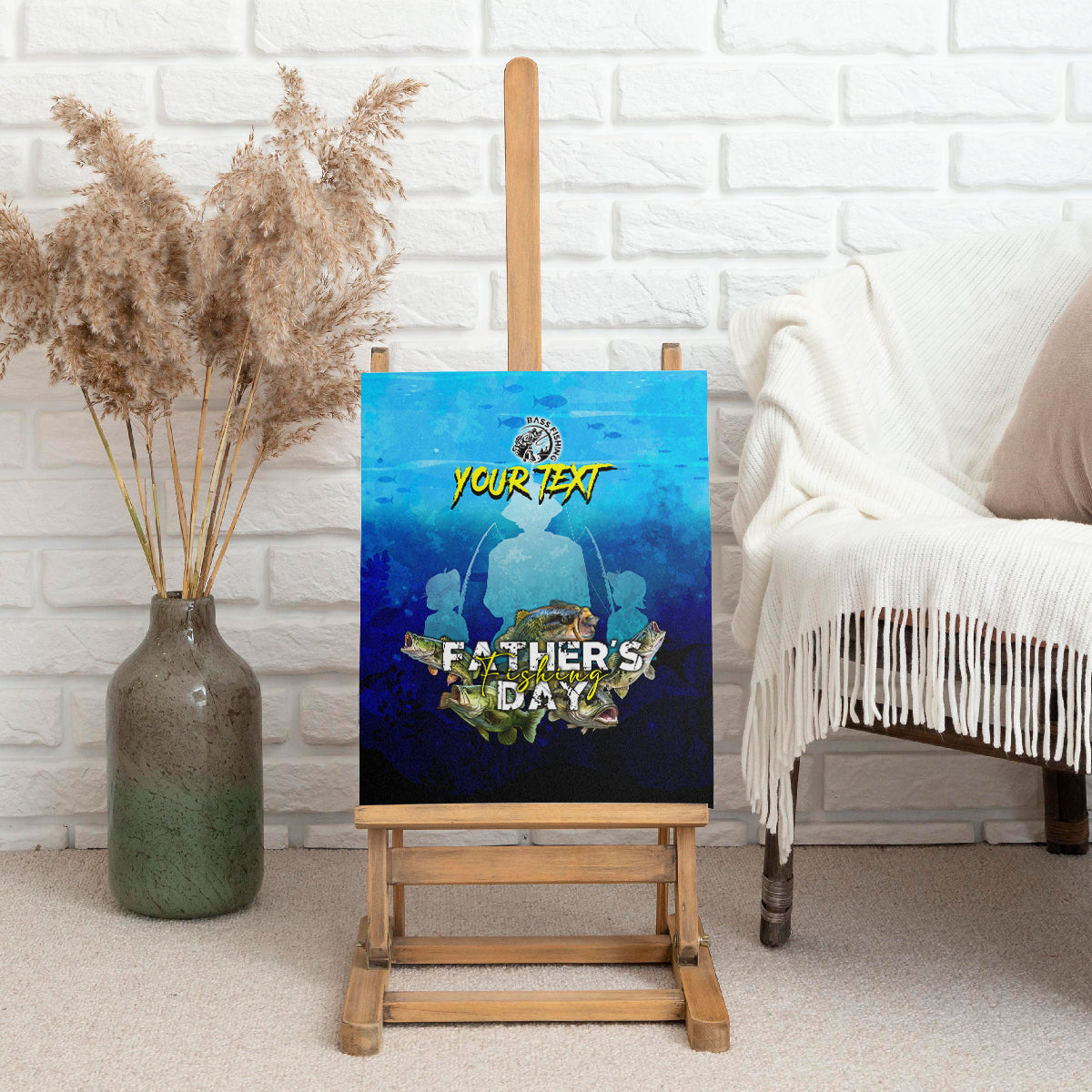 Personalized Father's Day Bass Fishing Canvas Wall Art Son and Daughter - Wonder Print Shop